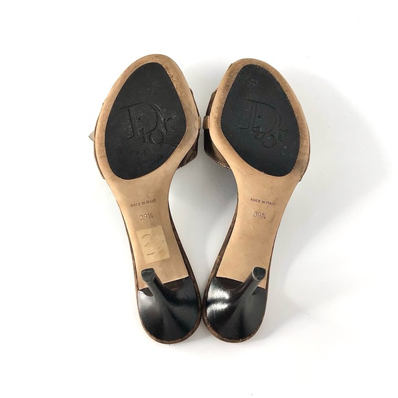 Dior AW2006 John Galliano Retro Vintage Heart Charm Oblique Slip On Mules 39.5 - Picture 5 of 6